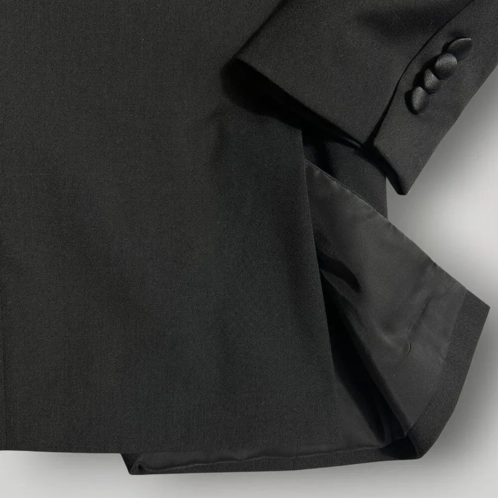 TOMMY HILFIGER Mens Blazer Sport Coat 2-Button TUXEDO Jacket 40R Black Wool Blen
